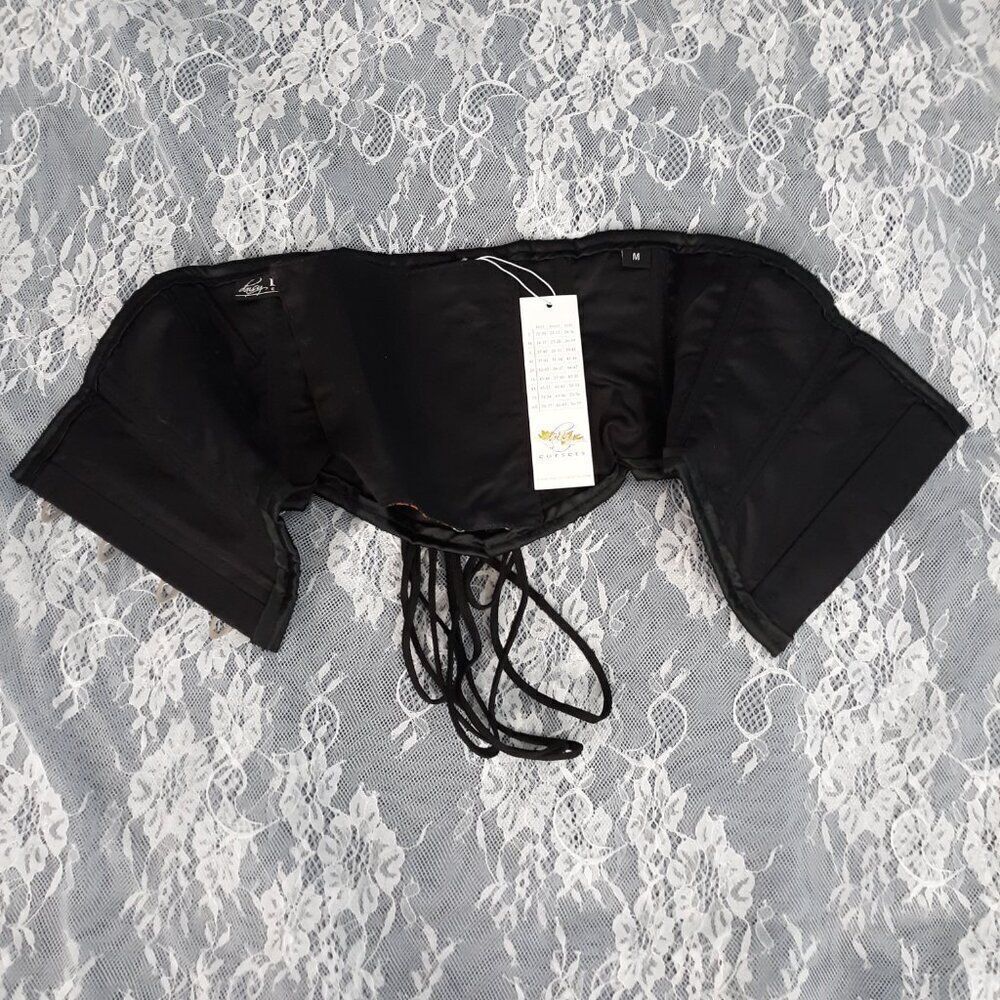 25"-28" Medium S Lavish Black Orange Ombre Skulls waist cincher corset Halloween - Picture 6 of 8